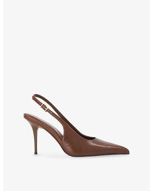 Dune Cai Leather Heeled Slingback Courts - Brown
