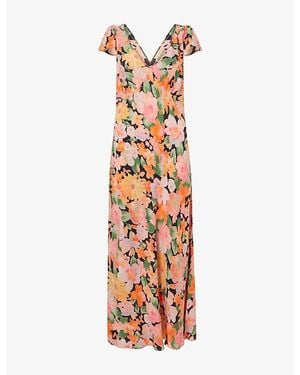 RIXO London Cathy Printed Woven Midi Dress - Metallic