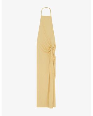 IRO Harmonie Halterneck Cotton-Blend Maxi Dress - Metallic