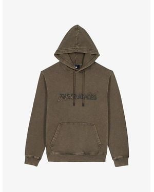 The Kooples Brand-Print Kangaroo-Pocket Cotton-Jersey Hoody - Green