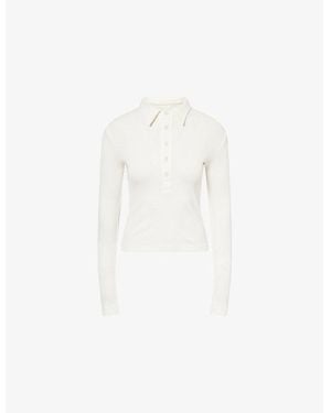 Citizens of Humanity 60's Ribbed Knit Polo Top - White