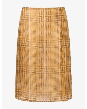 Mugler Printed Silk Midi Skirt - Natural