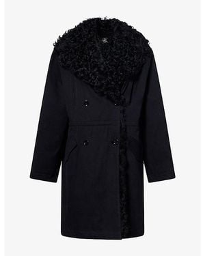 TOTEME Double-Breasted Shearling-Lined Cotton Parka - Black