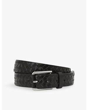 Reiss Preston Woven Leather Belt - Black