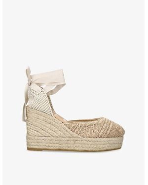 Manebí La Havana Ankle-Tie Raffia And Jute Espadrille Wedges - White