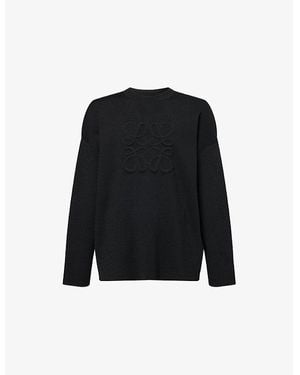 Loewe Anagram Crewneck Stretch-Wool Blend Jumper - Black