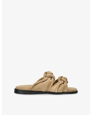 Dear Frances Tye Suede Slides - Natural
