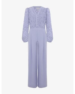 Phase Eight Petite Winona Lace-Embroidered Woven Jumpsuit - Purple