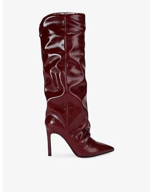 KG by Kurt Geiger Frenchy Faux Patent-Leather Heeled Knee-High Boots - Red