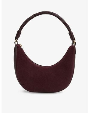 Reiss Wallace Suede And Leather Half-Moon Shoulder Bag - Purple