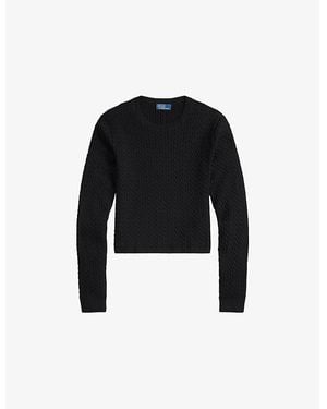 Polo Ralph Lauren Slim-Fit Cable-Knit Knitted Sweater - Black
