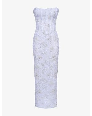 House Of Cb Anisa Hand Beaded Strapless Maxi Dress - Purple