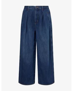 ME+EM Pleated Barrel-Leg Denim Jeans - Blue
