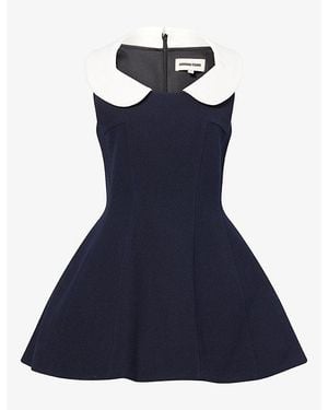 ShuShu/Tong Contrast-Collar Wool Mini Dress - Blue