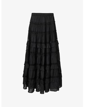 AllSaints Talia Tiered-Hem Modal Maxi Skirt - Black