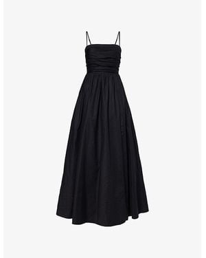 Reformation Kastoria Shoulder-Straps Stretch-Cotton Gown - Black