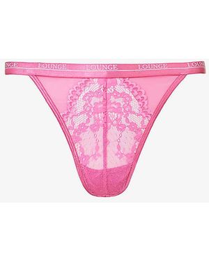 Lounge Underwear Hot Blossom High-Rise Stretch-Lace Thong - Pink