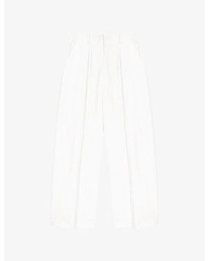 Maje Balloon-Leg Cropped Woven Trousers - White