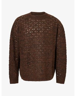 Represent Vandal Brand-Patch Wool-Blend Sweater - Brown