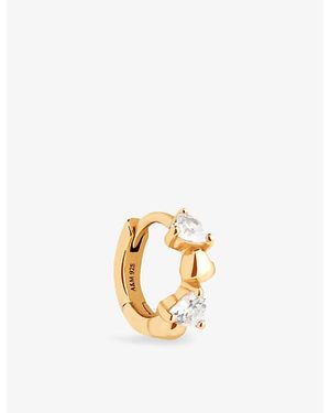 Astrid & Miyu Heart Crystal 18Ct-Plated Sterling- And Zirconia Single Hoop Earring - Metallic
