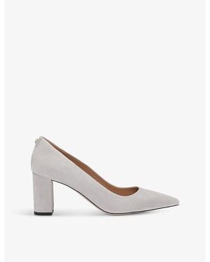 BOSS Pointed-Toe Logo-Rivet Suede Pumps - White