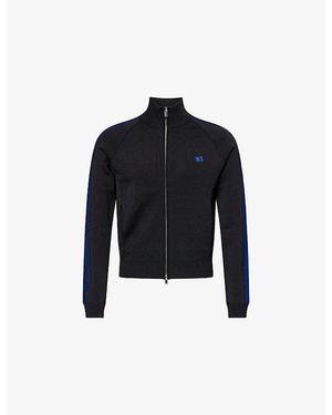 Wales Bonner Crochet-Stripe Zip-Up Knitted Track Top - Black