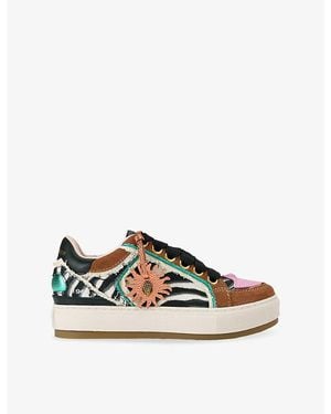 Kurt Geiger Southbank Suede And Woven Trainers - Multicolour