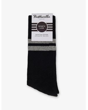 Pantherella Spirit Socks Sports-Lux Cotton-Blend Crew Socks - Black