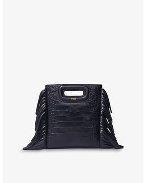 Maje Fringed Mock-Croc Leather Cross-Body Bag - Blue