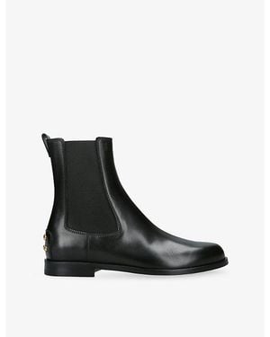 Tod's Cuoio Flat Leather Ankle Boots - Black
