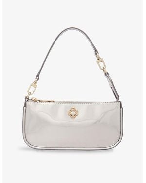 Maje Sarah Mirrored Leather Clutch Bag - White