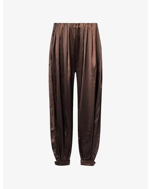 The Couture Club Balloon-Leg Satin Harem Trousers - Brown