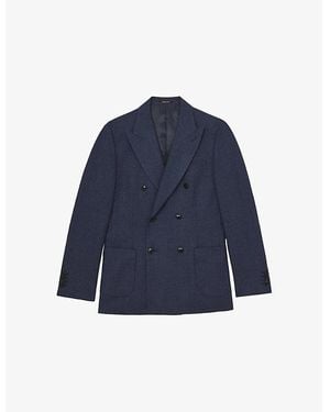 Reiss Oasis Double-Breasted Wool-Blend Blazer - Blue