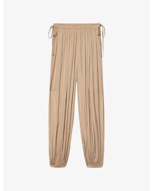 AllSaints Eshe Balloon-Leg Satin Trousers - Natural