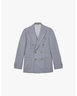 Reiss Venus Double-Breasted Wool-Blend Blazer - Blue