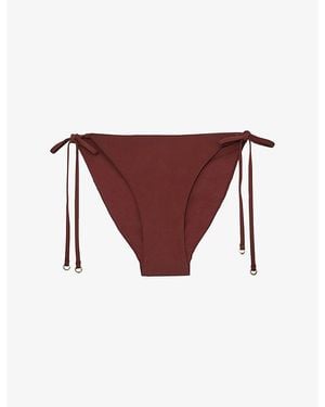 Reiss Ruby Side-Tie Stretch-Woven Bikini Bottoms - Purple