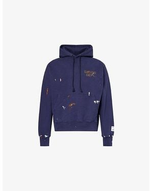 GALLERY DEPT. Paint Logo Relaxed-Fit Cotton-Jersey Hoodie - Blue