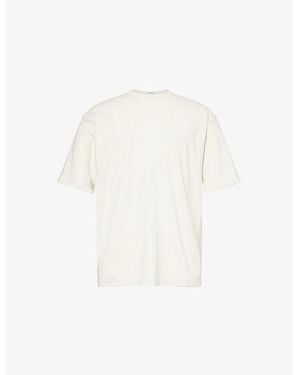 GYMSHARK Power Brand-Print Stretch-Cotton T-Shirt - White