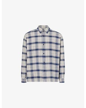 A.PRESSE Regular-Fit Check Cotton-And-Silk Shirt - Blue