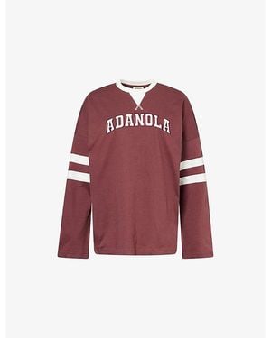 ADANOLA Varsity Boxy Long Sleeve Cotton-Jersey T-Shirt - Red