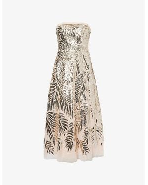 Needle & Thread Feather Sequin-Embellished Woven Midi Dress - Natural