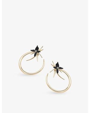 Shaun Leane Orchid Flower 18Ct- Vermeil And Diamond Hoop Earrings - Metallic