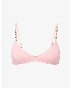 Melissa Odabash Lima Chain-Embellished Bralette Bikini Top - Pink