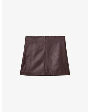 AllSaints Renai Slim-Fit Mid-Rise Leather Mini Skirt - Brown
