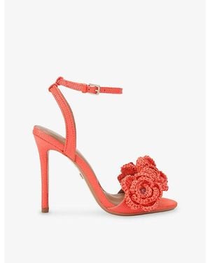 KG by Kurt Geiger Sonnet Raffia Heeled Sandals - Red