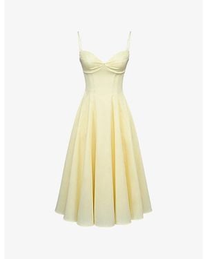 butter yellow halter dress Butter Yellow Amie Halterneck Midi Dress main image 1
