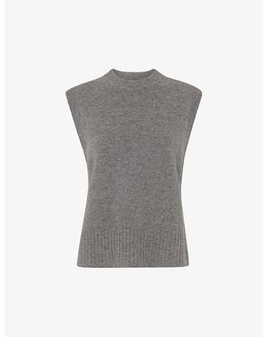 Whistles Sleeveless Relaxed-Fit Wool Top - Grey