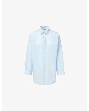 Agolde Sona Pinstripe Cotton-Blend Shirt - Blue