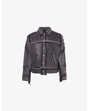 Who Decides War Exposure Distressed Denim Trucker Jacket - Blue