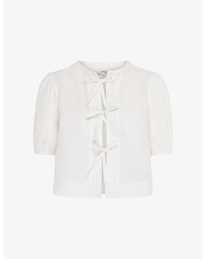 OMNES Apollo Bow-Embroidered Cotton Blouse - White